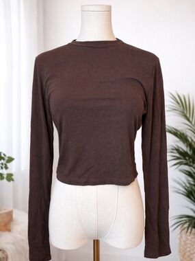 Amazon Women's Long Sleeve Crewneck Top - Chocolate Brown